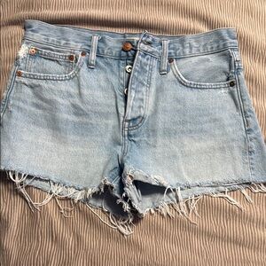 Madewell Blue Jean Shorts Distressed Cut-Off Hem
